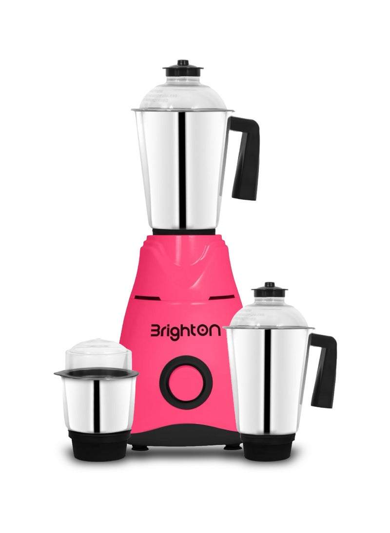 برايتون خلاط كهربائي شديد التحمل بقوة 800 واط BMG481CR، 3 في 1، أوعية من الفولاذ المقاوم للصدأ، سعة 1.5 لتر للعصارة، سعة 1 لتر للمطحنة الجافة، سعة 0.5 لتر للصلصة، محرك نحاسي، 3 سرعات مع خاصية النبض، لون وردي، ضمان لمدة عامين - Image 1